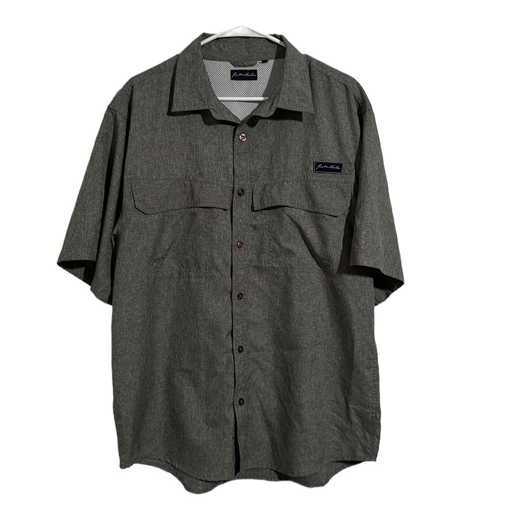 Men’s Joe Marlin Grey Short Sleeve Button Down Vented Fishing/Hiking Shirt Sz L